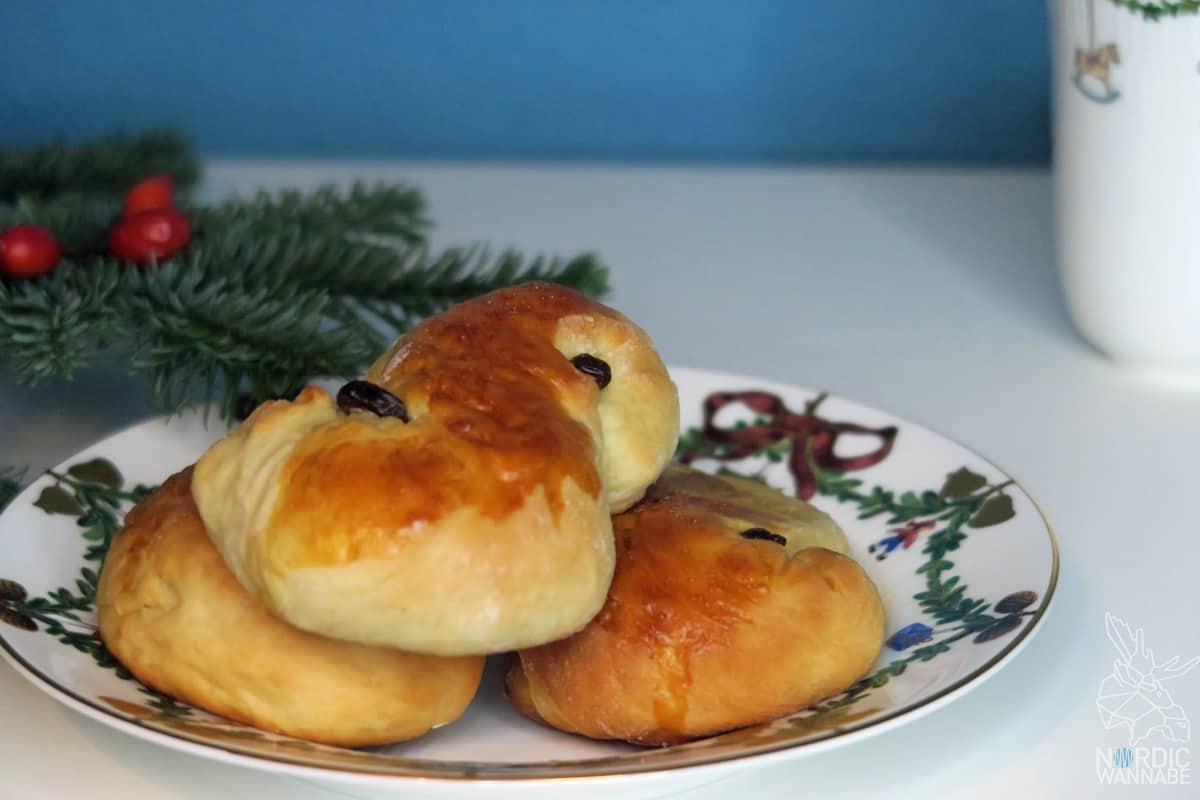 Lucia Safranbrötchen, Lucia Brötchen, Luisa Kekse, Skyr Gebäck, Luscia, Schweden, schwedische Tradition,