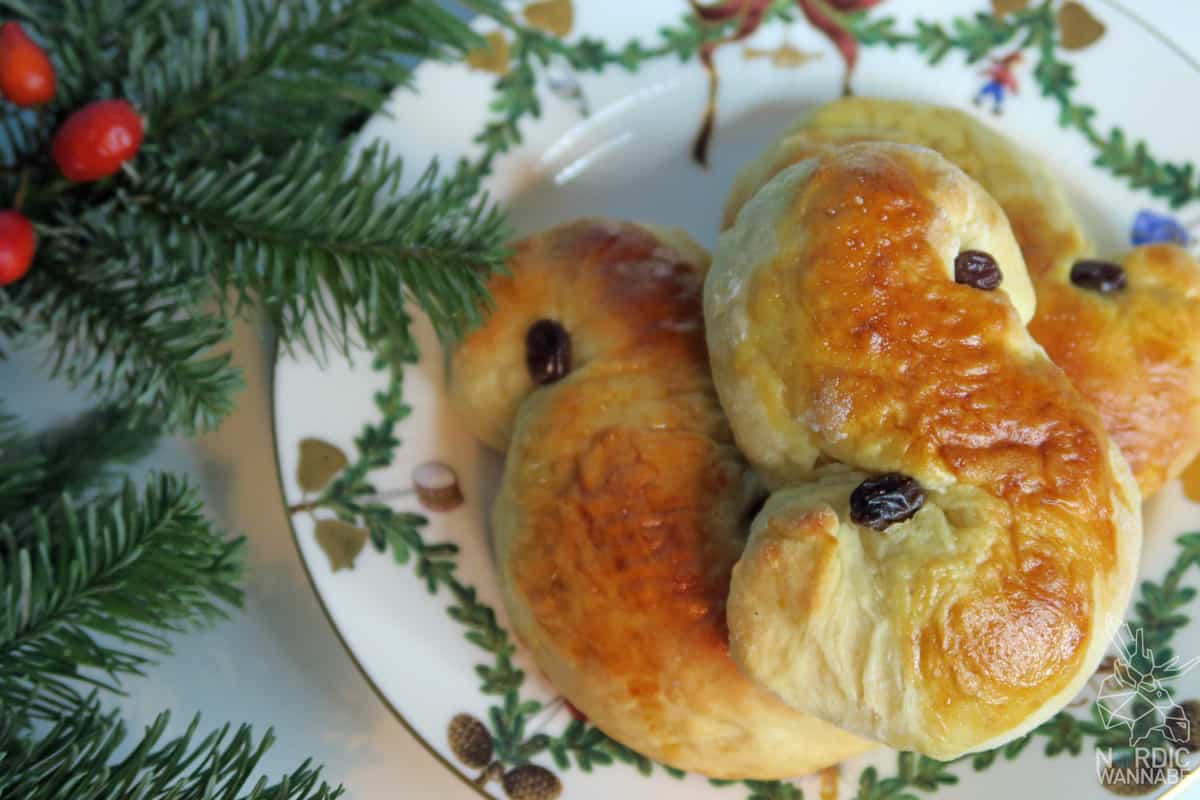 Lucia Safranbrötchen, Lucia Brötchen, Luisa Kekse, Skyr Gebäck, Luscia, Schweden, schwedische Tradition,