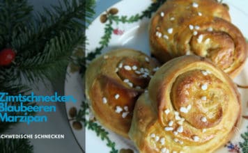 Schwedische Zimtschnecken, Blaubeerschnecken, Marzipan, Hagelzucker, Schweden, Fika, schwedisches Gebäck, Rezept,