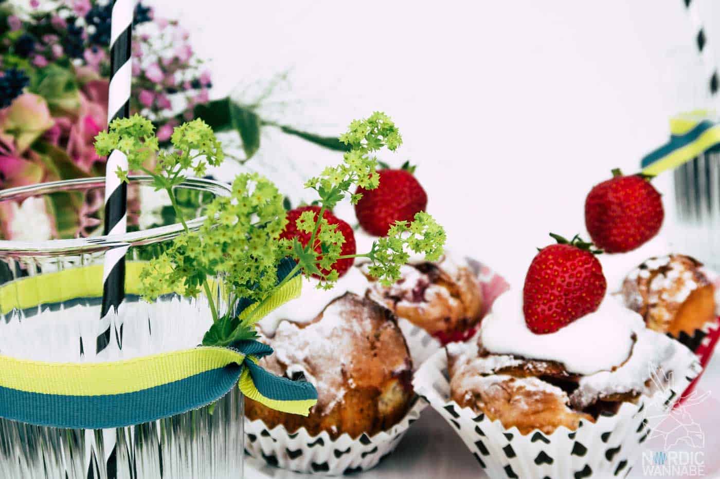 Mittsommer-Rezept, Erdbeermuffins, Schweden, Skyr Muffins, Midsommar